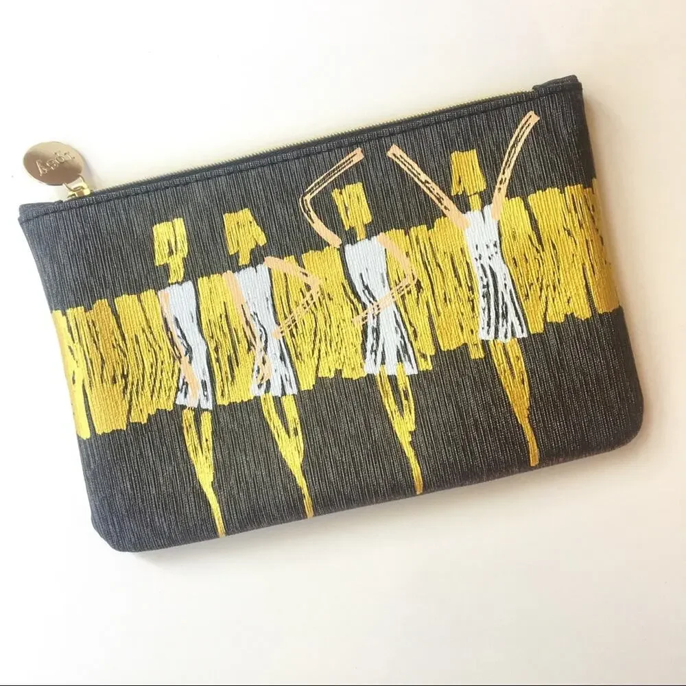 IPSY • Grey + Yellow Gold Woman Figure Lady Cosmetic Makeup Bag